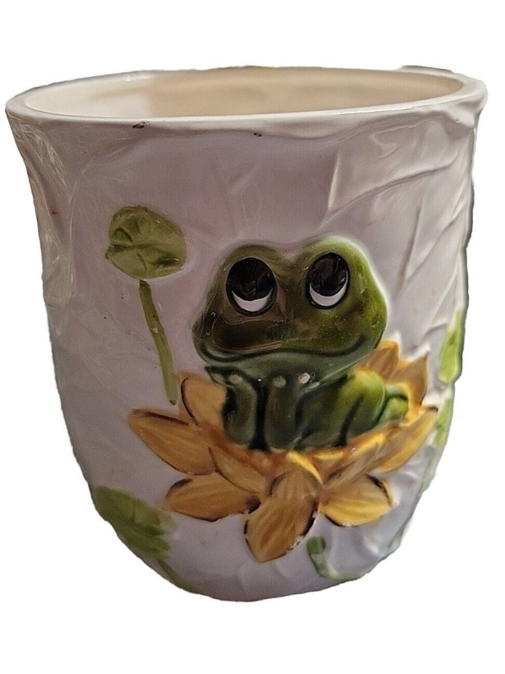 Vintage 1978 Neil The Frog Sears Roebuck Canister Lilypads 4.5x5in No Lid Chippy